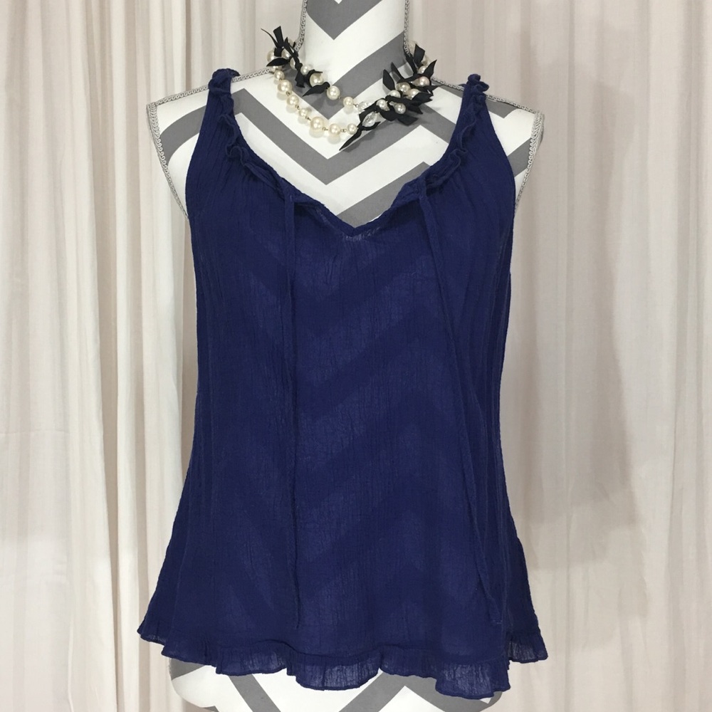 Old navy sleeveless top blue cotton gauze.